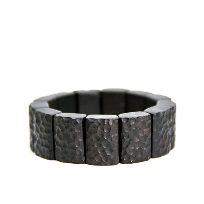 KarmaRipple's Vintage Ebony Wood Texture Peace Pair Bracelet p9