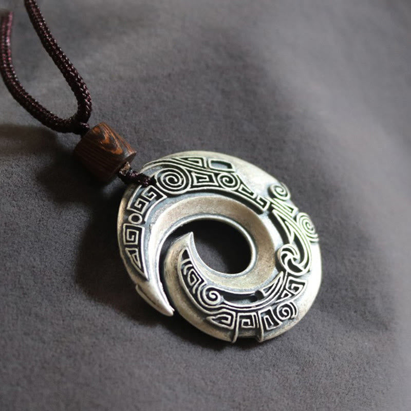 KarmaRipple's One's Fortune Improves Design Pattern Bronze Fortune Pendant Necklace p2