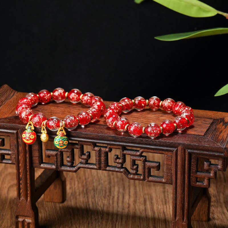 KarmaRipple's Gold Swallowing Beast Family Talisman Luminous Fluorescent Liuli Glass Bead Success Bracelet p22