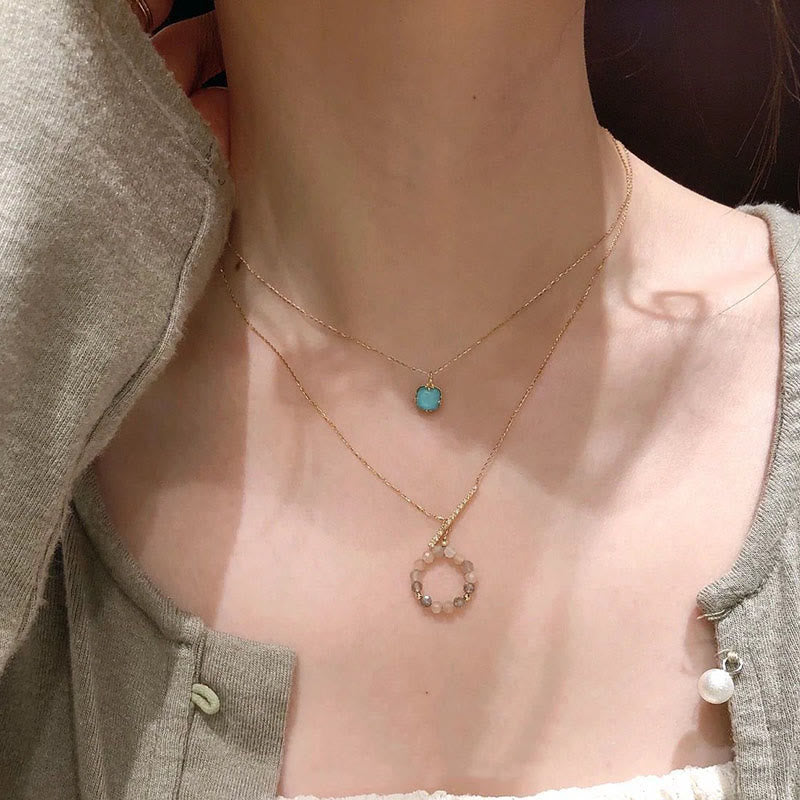 KarmaRipple's 925 Sterling Silver Plated Gold Turquoise Protection Ring Earrings Pendant Necklace Set p23
