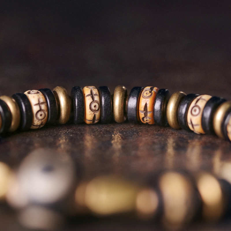 KarmaRipple's Tibetan Yak Bone Ebony Wood Strength Bracelet p8
