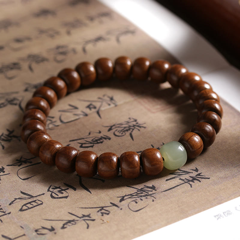 KarmaRipple's Authentic Abelia Biflora Wood Hetian Jade Bamboo Bead Warding Off Evil Spirits Bracelet p2