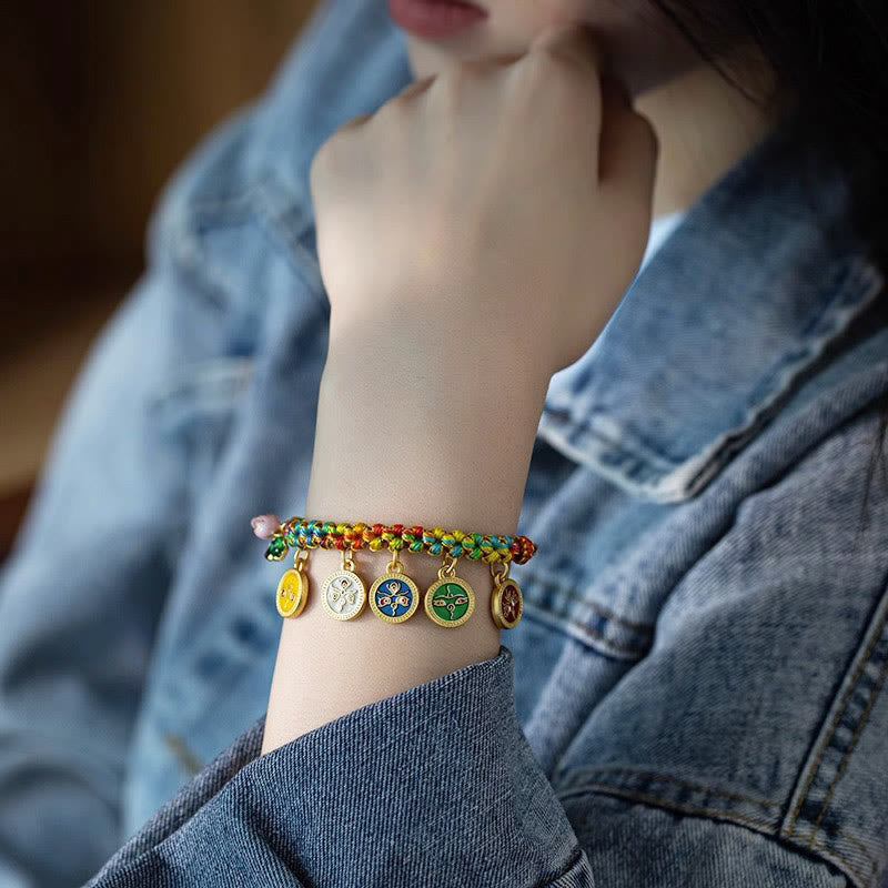 KarmaRipple's Tibetan Colorful Rope Five God Of Wealth Fortune Braid Bracelet p8