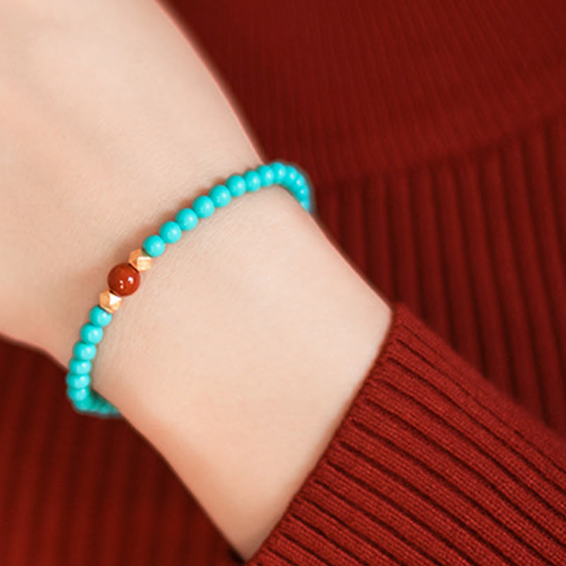 KarmaRipple's Turquoise Red Agate Beaded Protection Bracelet p4