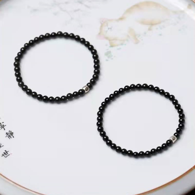 KarmaRipple's Authentic Black Obsidian Smoky Quartz Purification Strength Bracelet p8