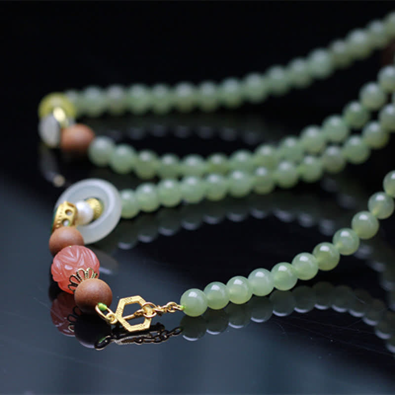 KarmaRipple's Authentic Hetian Jade Amber Lotus Red Agate Fortune Abundance Bracelet p4