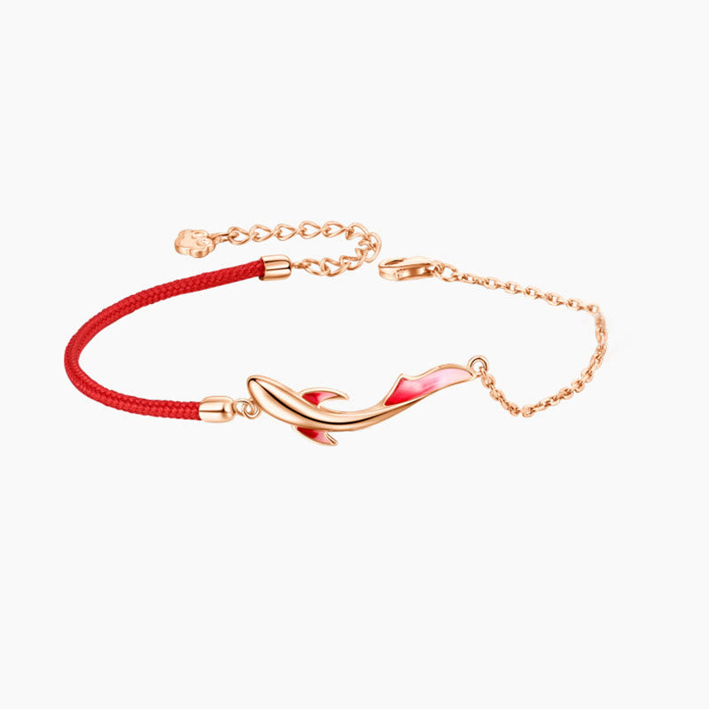 KarmaRipple's 925 Sterling Silver Fortune Koi Fish Lotus Star Woven Red String Bracelet p9