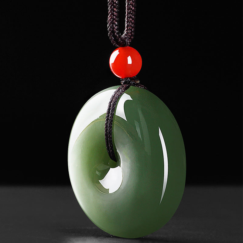 KarmaRipple's Authentic Round Jade Peace Buckle Prosperity Pendant String Necklace p8