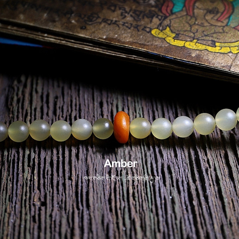 KarmaRipple's 108 Mala Beadwork Tibet Sheep Horn Amber Fortune Bracelet p17