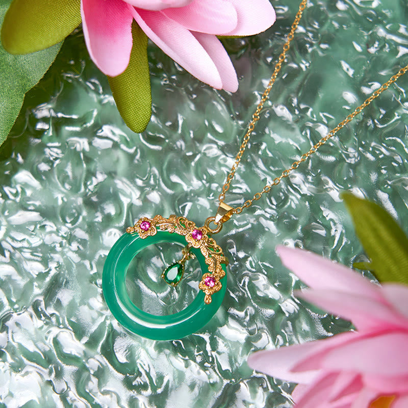 KarmaRipple's Green Chalcedony Peace Buckle Design Strength Pendant Necklace p17