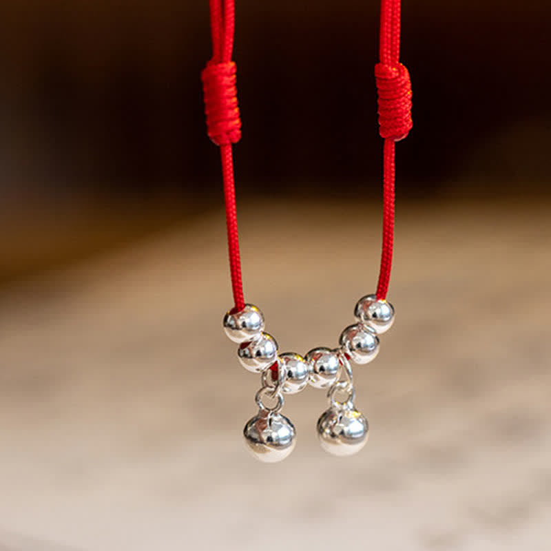 KarmaRipple's 925 Sterling Silver Red String Braid Bell Talisman Anklet p9