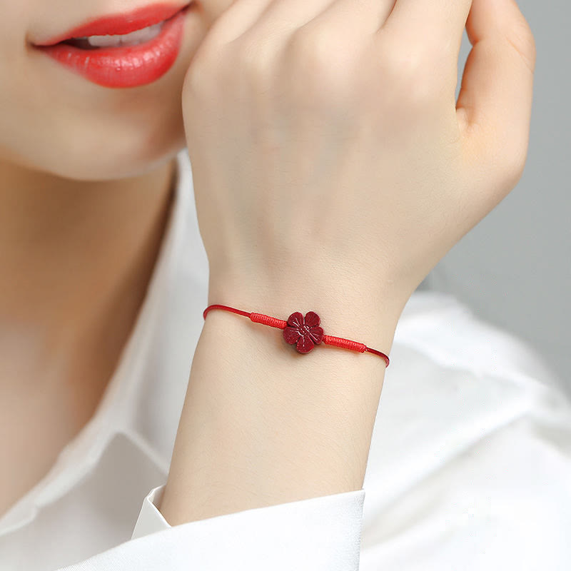 KarmaRipple's Handmade Plum Blossom Four Leaf Clover PiXiu Lotus Koi Fish Cinnabar Blessing Braid Bracelet p18