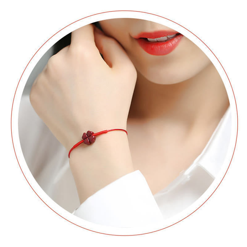 KarmaRipple's Handmade Plum Blossom Four Leaf Clover PiXiu Lotus Koi Fish Cinnabar Blessing Braid Bracelet p22