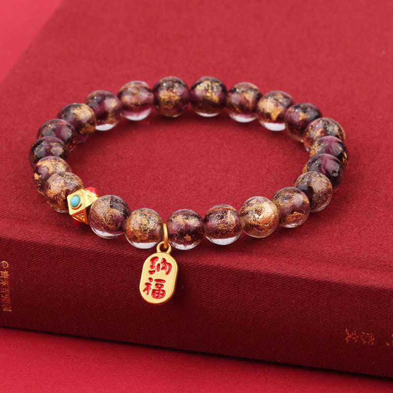 KarmaRipple's Tibetan Incense Ash Liuli Glass Bead Fortunate Fortune Fu Character Talisman Bracelet p15