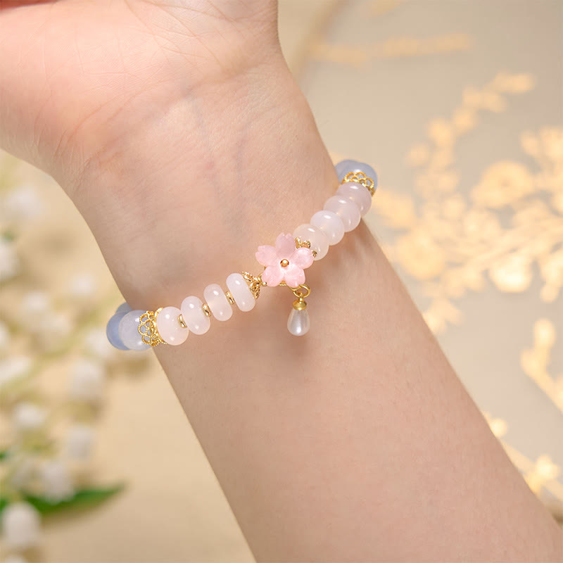 KarmaRipple's Aquamarine Ivory Agate Pearl Abacus Beadwork Flower Balancing Bracelet p4