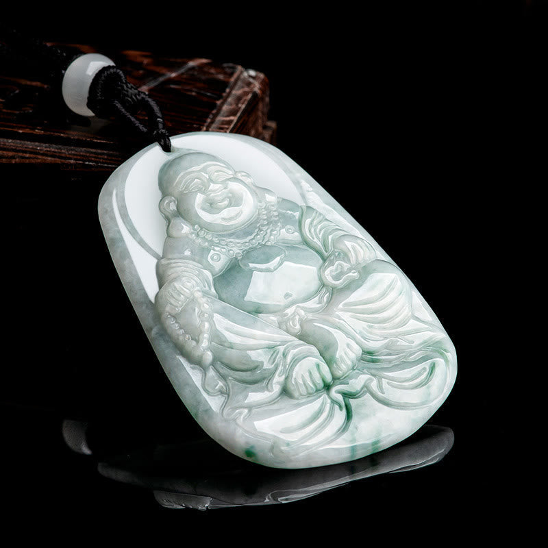 KarmaRipple's Authentic Jade Laughing Buddha Maitreya Buddha Fortune String Pendant Necklace p3