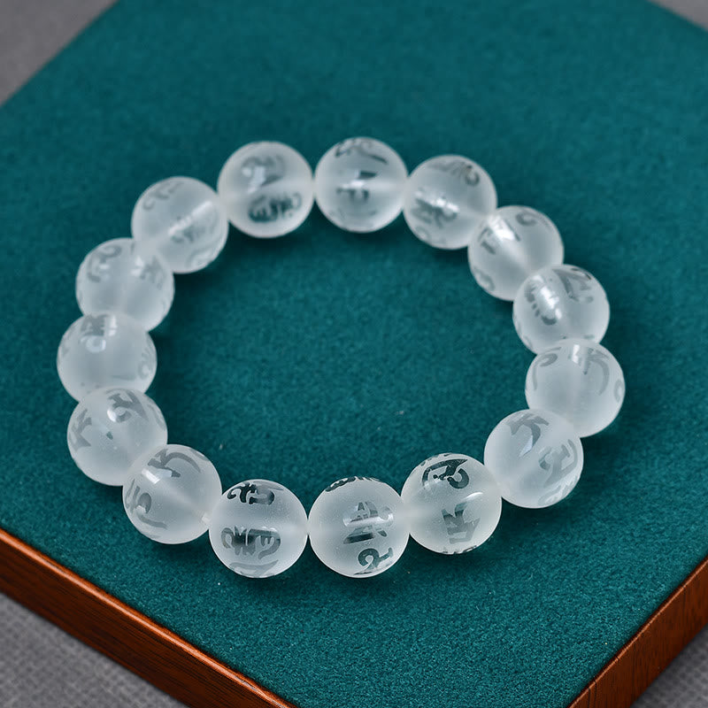 KarmaRipple's Tibet Ivory Gemstone Black Onyx Om Mani Padme Hum Meditation Bracelet p41