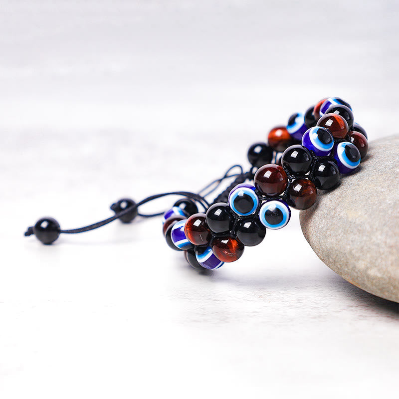 KarmaRipple's Evil Eye Hematite Tiger Eye Protection Beaded Bracelet p16