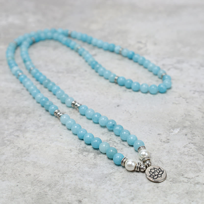 KarmaRipple's Authentic Amazonite Stone Balancing Lotus Mala Bracelet p3