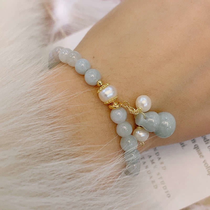 KarmaRipple's Authentic Jade Pearl Gourd Prosperity Fortune Bracelet p3