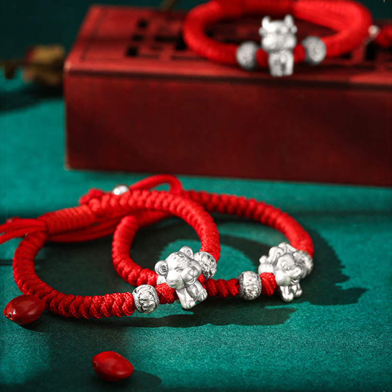 KarmaRipple's 999 Sterling Silver Chinese Zodiac Red Rope Fortune Handcrafted Kids Bracelet p18