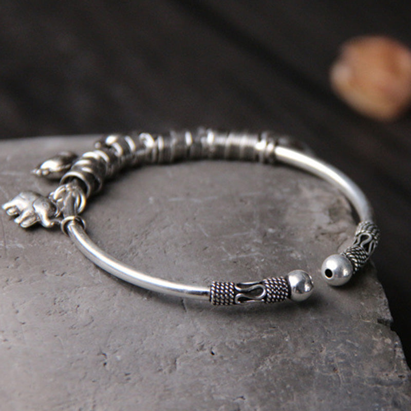 KarmaRipple's 925 Sterling Silver Elephant Strength Bracelet Bangle p5