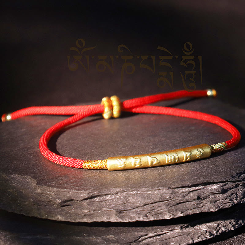 KarmaRipple's Tibetan Buddhist Handmade Mani Mantra Fortunate Red String Bracelet p7