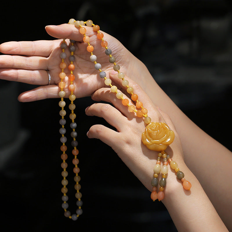 KarmaRipple's Tibetan Golden Silk Jade Wealth Necklace Pendant p9