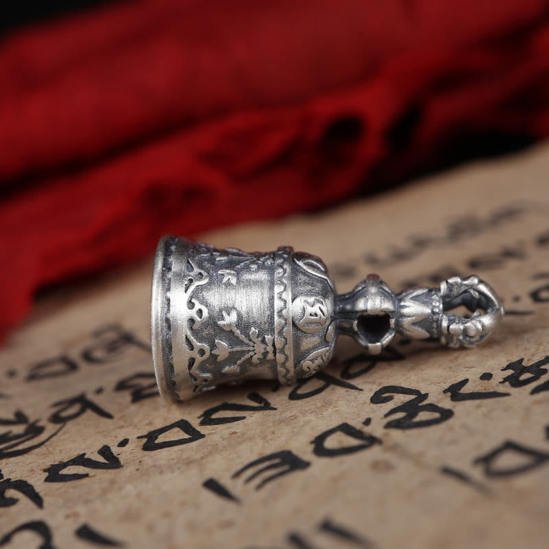 KarmaRipple's Tibet 925 Sterling Silver Om Mani Padme Hum Dorje Bell Vajra Engraved Enlightenment Necklace Hanging Decoration p16