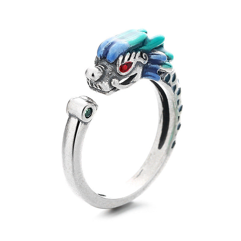 KarmaRipple's 925 Sterling Silver Year Of The Dragon Fortune Protection Adjustable Metal Ring p6
