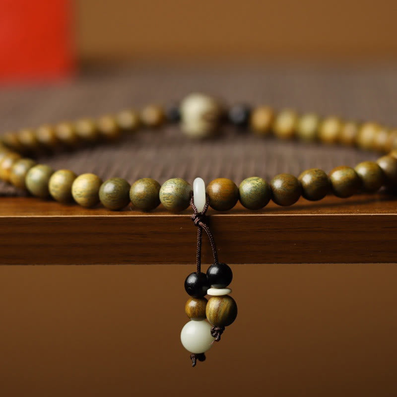KarmaRipple's Green Sandalwood Bodhi Seed Lotus Soothing Double Wrap Bracelet p2