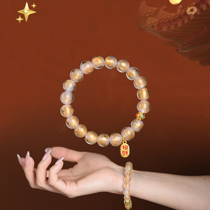 KarmaRipple's Tibetan Incense Ash Liuli Glass Bead Fortunate Fortune Fu Character Talisman Bracelet p11