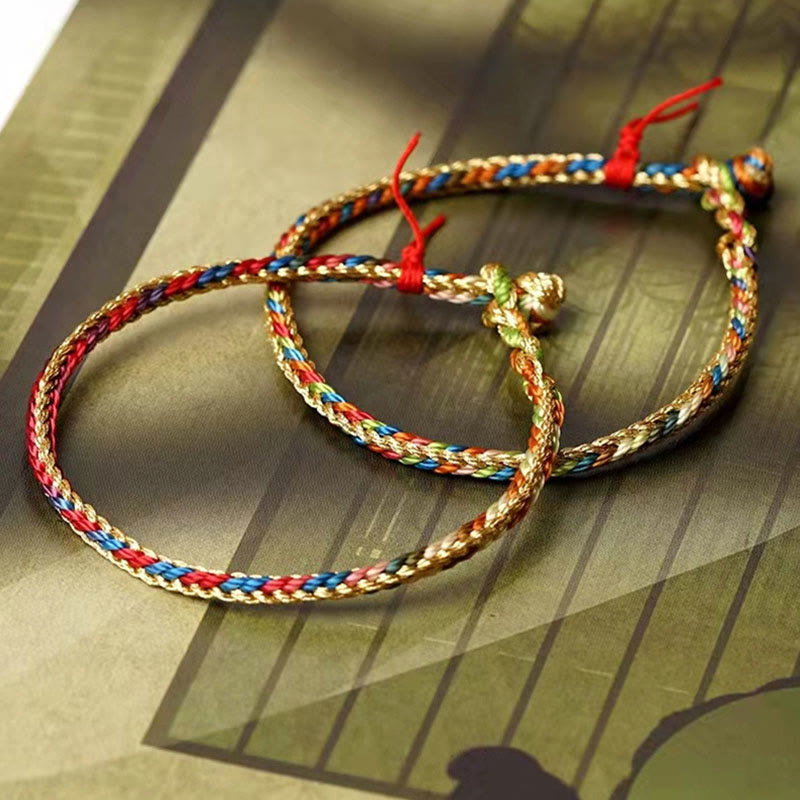 KarmaRipple's 925 Sterling Silver Fu Character Zongzi Pattern Multicolored String Fortune Handmade Woven Bracelet p15