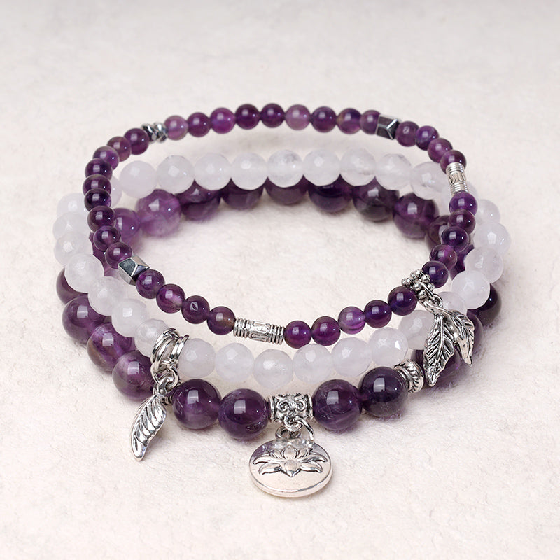KarmaRipple's 3PCS Authentic Quartz Gemstone Beaded Balancing Energy Lotus Bracelet p8