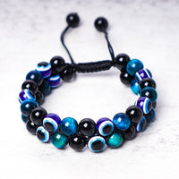 KarmaRipple's Evil Eye Hematite Tiger Eye Protection Beaded Bracelet