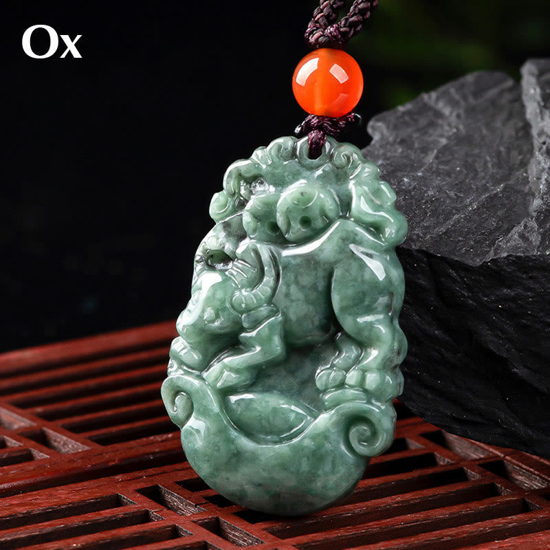 KarmaRipple's Authentic Jade 12 Chinese Zodiac Prosperity Pendant Necklace p32