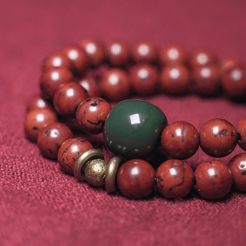 KarmaRipple's Bodhi Seed Cyan Jade Bronze Peace Fortune Bracelet p8