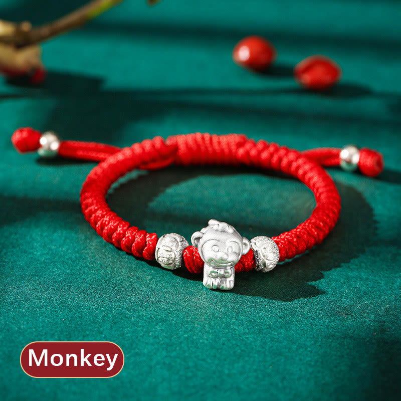 KarmaRipple's 999 Sterling Silver Chinese Zodiac Red Rope Fortune Handcrafted Kids Bracelet p9