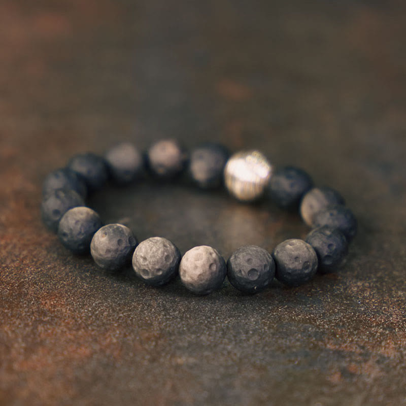 KarmaRipple's Authentic Silver Sheen Obsidian Lunar Meteorite Protection Bracelet p1