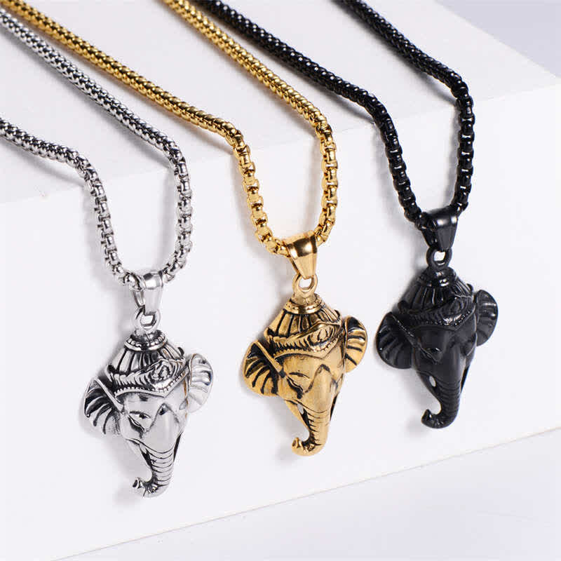 KarmaRipple's Ganesh Ganpati Elephant Titanium Steel Protection Necklace Pendant p5
