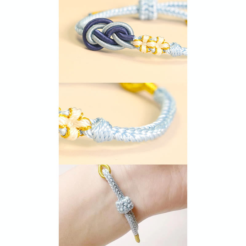 KarmaRipple's Handcrafted Eight Thread Peace Weave Peach Blossom Weave Fortune Connection Bracelet p10
