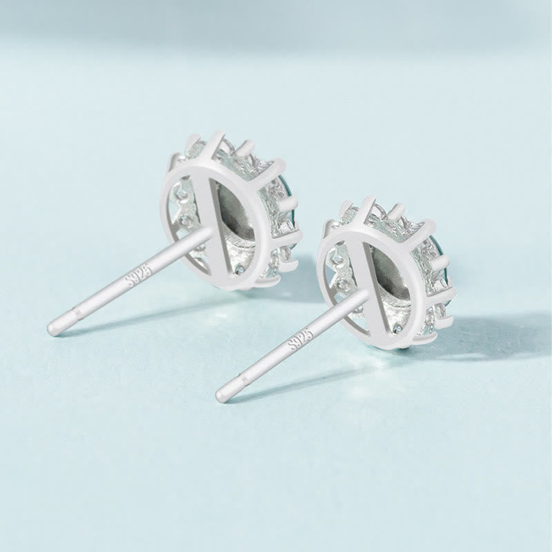 KarmaRipple's 925 Sterling Silver Round Jade Fortune Abundance Stud Earrings p4