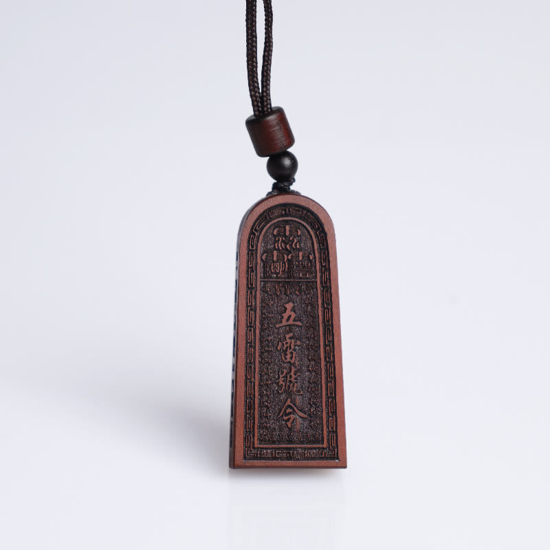 KarmaRipple's Lightning Struck Jujube Wood Taoist Five Thunder Order Fortune Protection Pendant Necklace p9