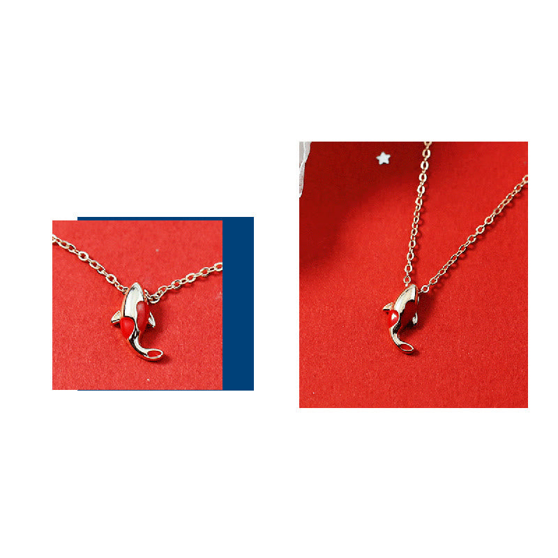 KarmaRipple's Bronze Koi Fish Wealth Pendant Necklace Red Rope Bracelet Earrings Set p14