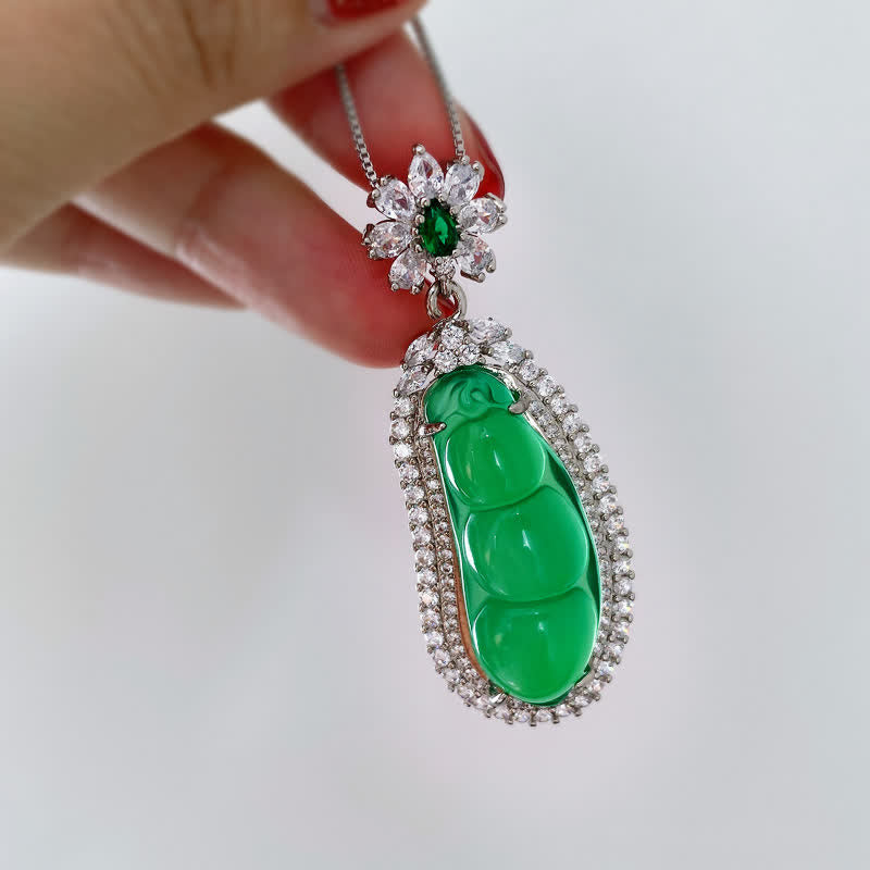 KarmaRipple's Fortune Bean Cyan Jade Fortune Pendant Necklace p6