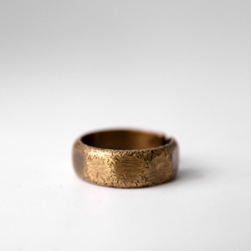 KarmaRipple's Tibetan Simple Design Bronze Brass Frosted Wealth Ring p9