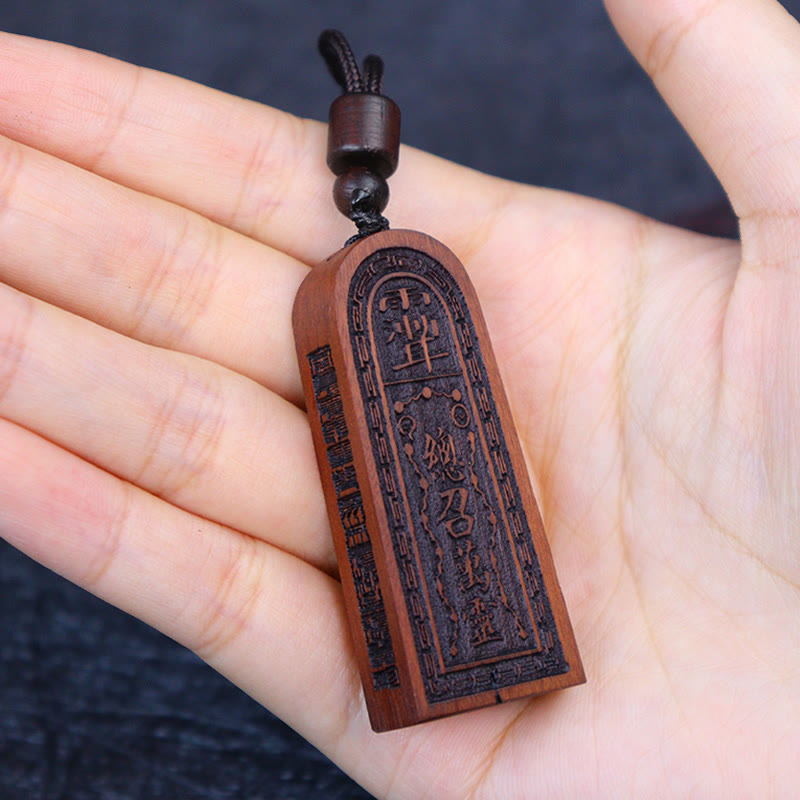 KarmaRipple's Lightning Struck Jujube Wood Taoist Five Thunder Order Fortune Protection Pendant Necklace p8