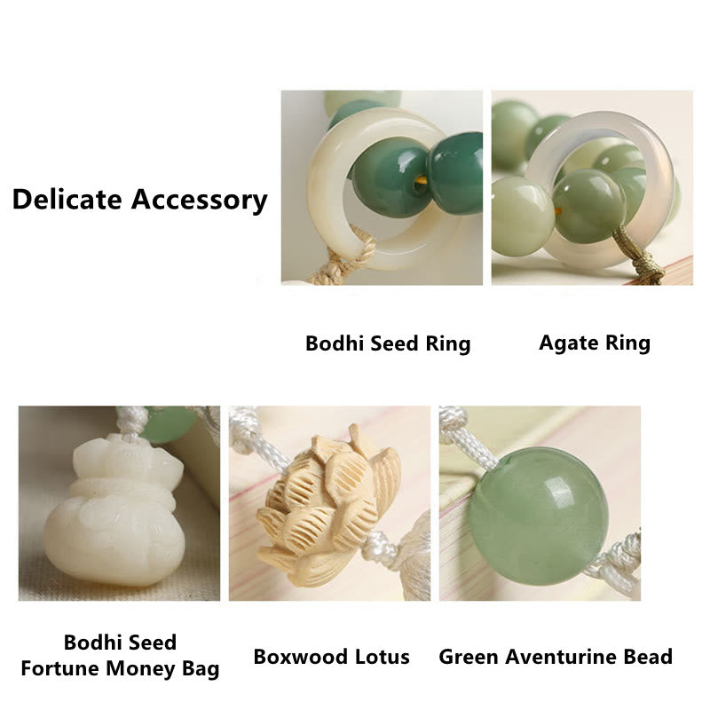 KarmaRipple's Authentic Gradient Bodhi Seed Fortune Money Bag Lotus Wisdom Tassel Wrist Mala p9