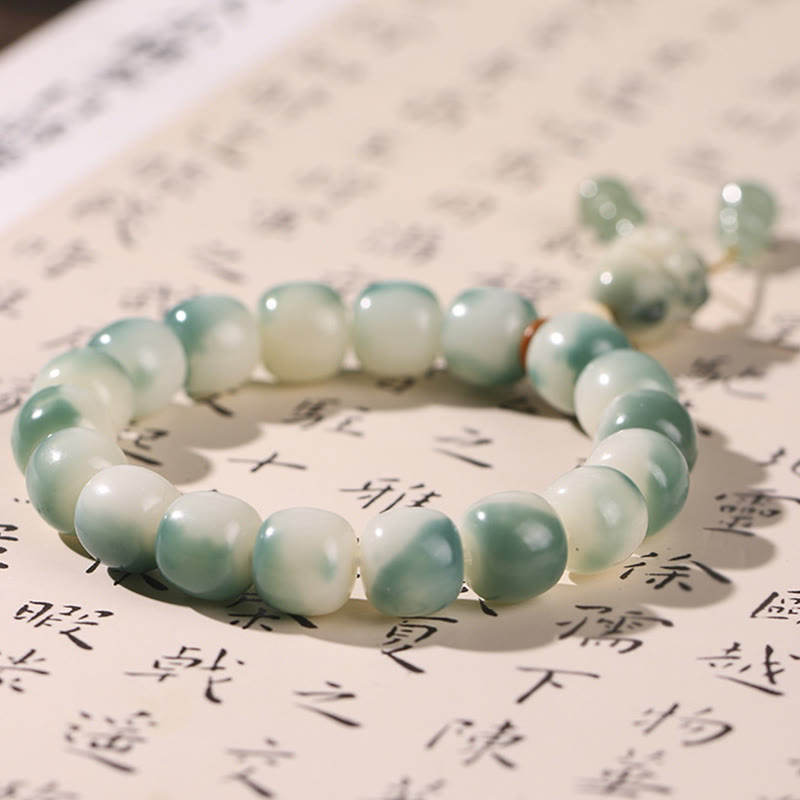 KarmaRipple's Gradient Bodhi Seed Nine Tailed Fox Cat Paw Claw Pine Cone Peace Bracelet p10