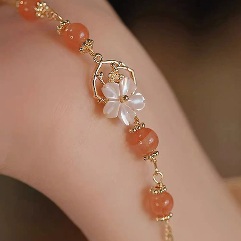 KarmaRipple's Red Agate Tridacna Stone Flower Confidence Bracelet p9